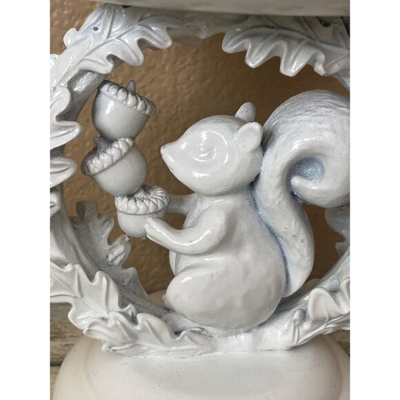 2X Bath & Body Works Candle Holders White Ceramic Squirrel & Marble-Style Lotus - Picture 8 of 14